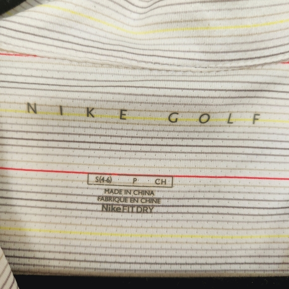 Nike Golf White Stripe Short Sleeve Polo Top Golfing Activewear Wicking Small - Picture 6 of 8